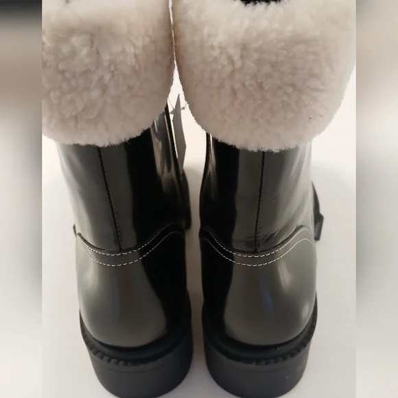 COACH Leighton Shearling Bootie • Black Patent Leather • Size 9.5 B - Picture 8 of 14